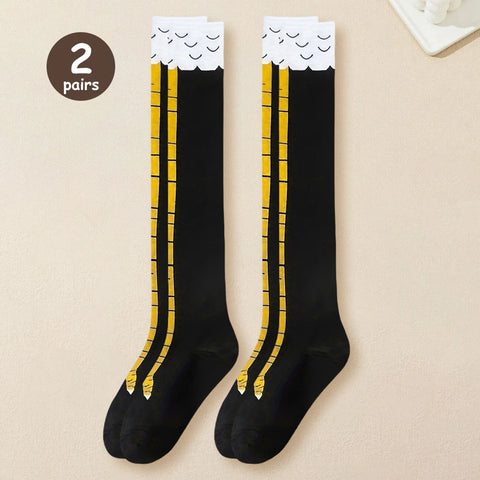 Trendy Cartoon Funny Chicken Claw Knee High Socks for Women - Fitness & Casual