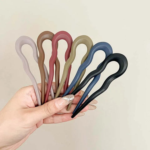 U-Shaped Tortoiseshell Hair Fork - Elegant Acrylic Hairpin for Women and Girls