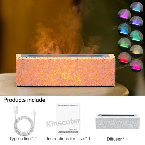 KINSCOTER Essential Oil Aroma Diffuser with Realistic Flame Effect and RGB Night Light