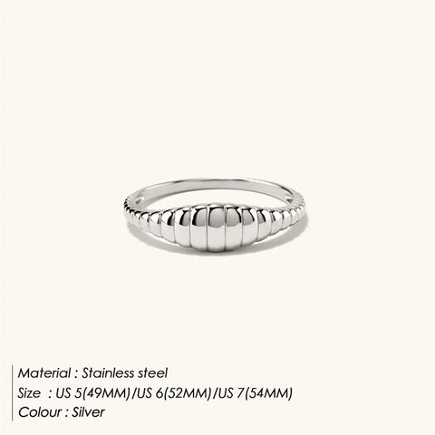 eManco Simple Fashion Style Texture Tail Ring - Classic Stainless Steel Couple Jewelry for Weddings