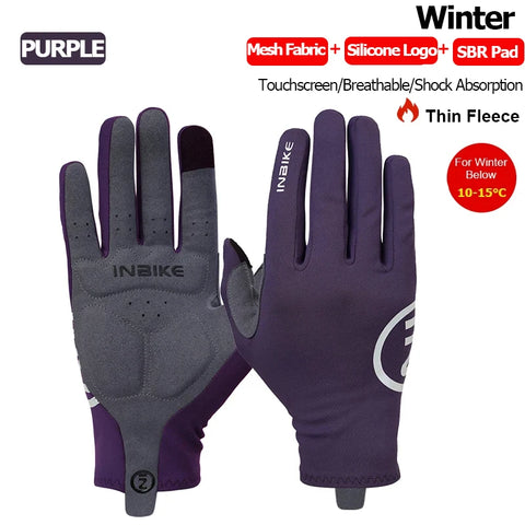 INBIKE 2024 Gel Padded Fietshandschoenen voor Heren - Herfst Winter Full Finger Touchscreen MTB Accessoires