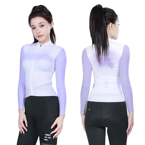 INBIKE Women Cycling Jersey Long Sleeved Bike Tops - Breathable MTB Cycle Jerseys with 3 Pockets