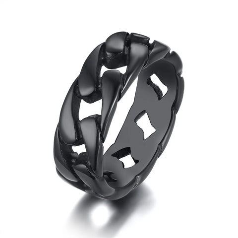 7MM Stainless Steel Ring for Men and Boys - Stylish Biker Chain Band
