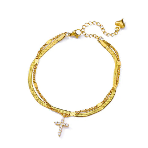 Elegant Zircon Flowers Bracelet for Women and Girls – Luxury Gold Color Stainless Steel Plant Charm Jewelry