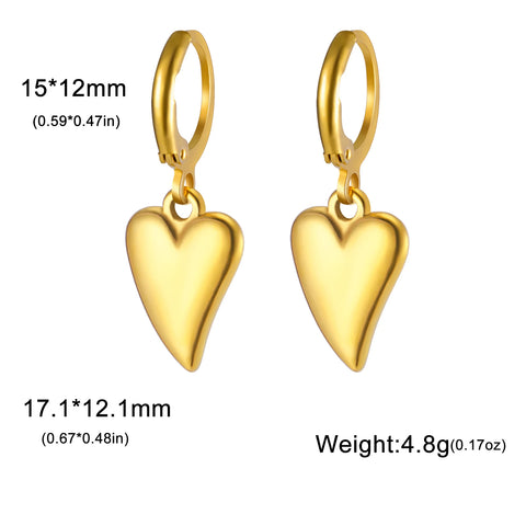 Skyrim Gold Color Stainless Steel Women's Heart Starfish Sun Pendant Hoop Earrings - Fashion Jewelry Gift