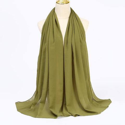 Elegant Muslim Chiffon Hijab Scarf - Lightweight Long Solid Color Head Wrap for Women