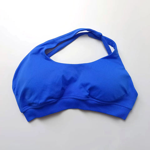 NCLAGEN Asymmetric Sports Bra Gym Top for Women - High Support Halter Backless Fitness Activewear