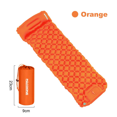 PACOONE Outdoor Camping Sleeping Pad Inflatable Mattress with Pillows - Ultralight Air Mat with Built-in Inflator Pump for Travel and Hiking