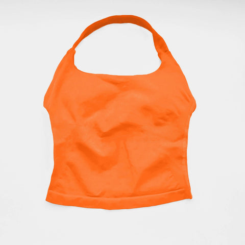 NCLAGEN Women's Longline Strappy Gym Halter Top - Padded Activewear for Yoga, Fitness & Running