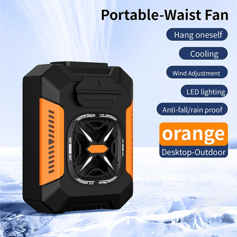Portable Waist Fan: Outdoor Mini Clip Fan with 5000mAh Power Bank & LED Light