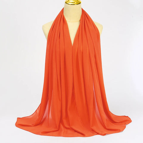 Elegant Muslim Chiffon Hijab Scarf - Lightweight Long Solid Color Head Wrap for Women