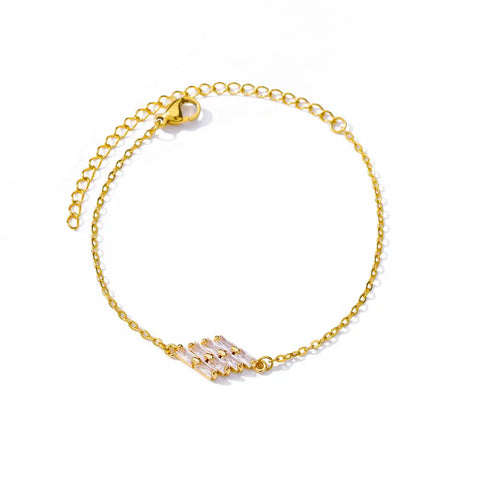 Elegant Zircon Flowers Bracelet for Women and Girls – Luxury Gold Color Stainless Steel Plant Charm Jewelry