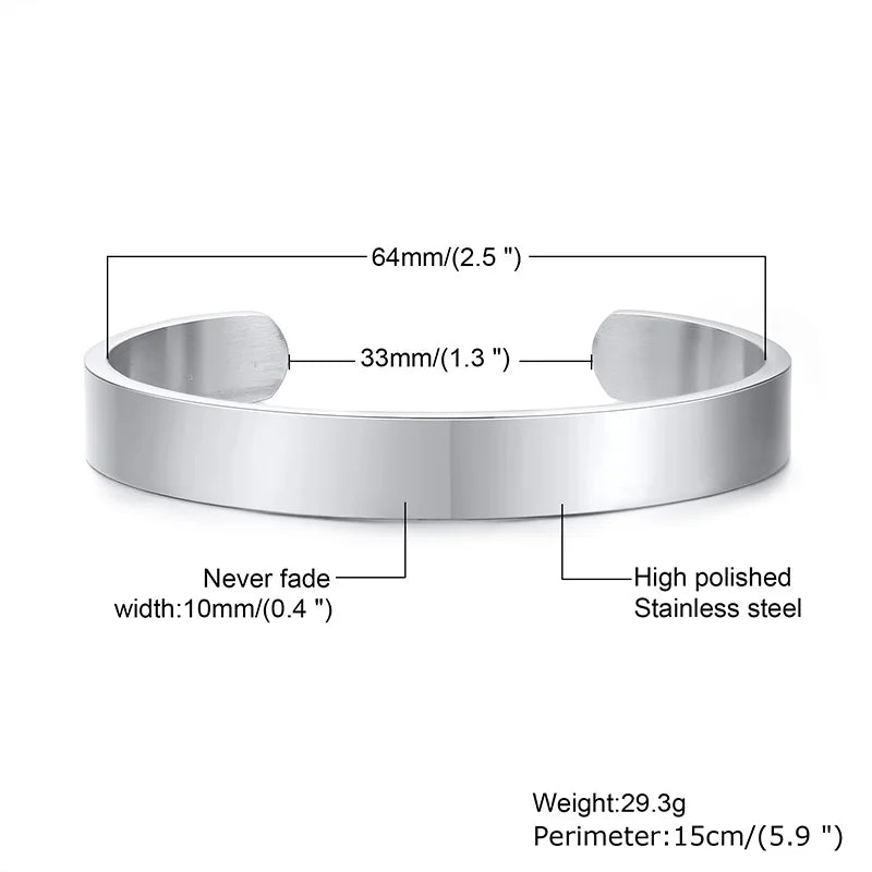 Stylish 3-10MM Cuff Bracelets for Men & Women - Gold, Silver, Black Stainless Steel Bangles