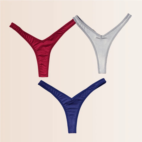 Seamless Thongs Solid Thong Panties for Women - Soft Silk Tangas