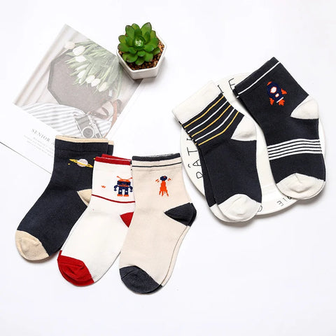 Children's Thick Terry Dinosaur Space Socks