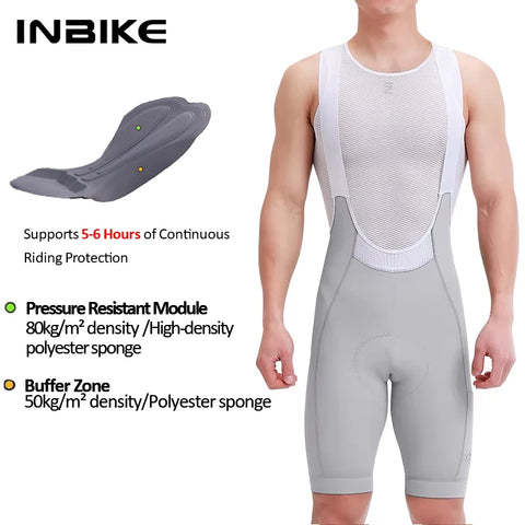 INBIKE 2025 Men's Cycling Bib Shorts - High-Waisted Breathable Biking Bibs with Pockets
