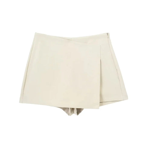 MUJER 2025 Asymmetrische Skort voor Dames - Zwarte Minirok met Hoge Taille