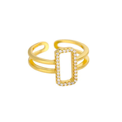 Classic Twist Chain Open Rings for Women - Zircon Stainless Steel Geometric Couple Ring