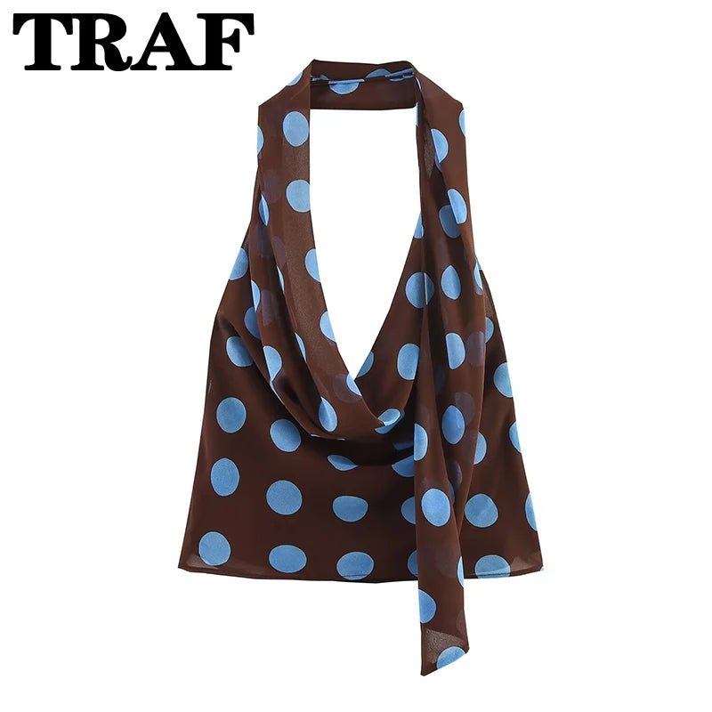 TRAF Polka Dot Printed Midi Skirts Two Piece Sets