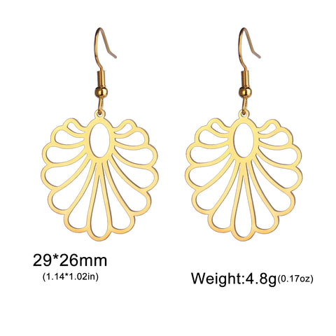 Skyrim Bohemian Flower Filigree Drop Earrings - Stainless Steel Waterproof Dangle Earrings for Women