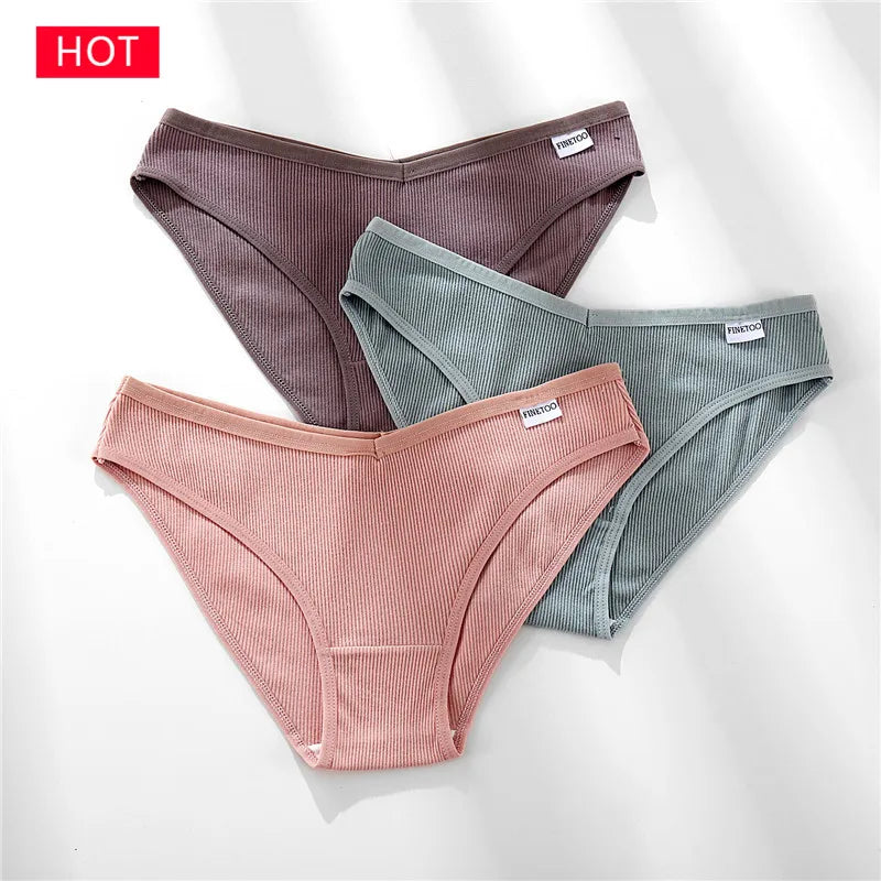 FINETOO 3PCS Women's Cotton Panty Set
