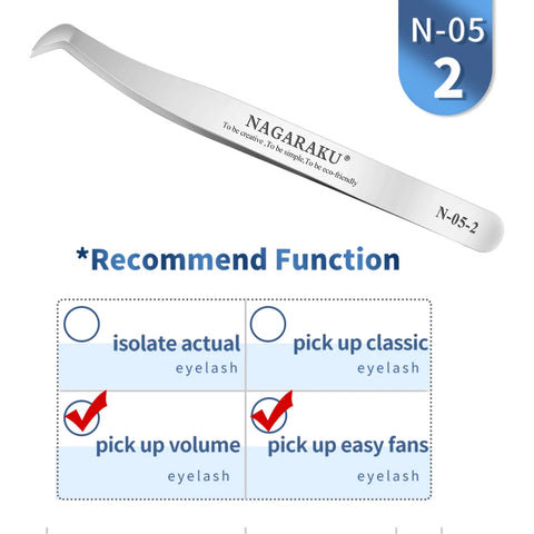 NAGARAKU Eyelash Extension Tweezers - Precision Stainless Steel Makeup Tool