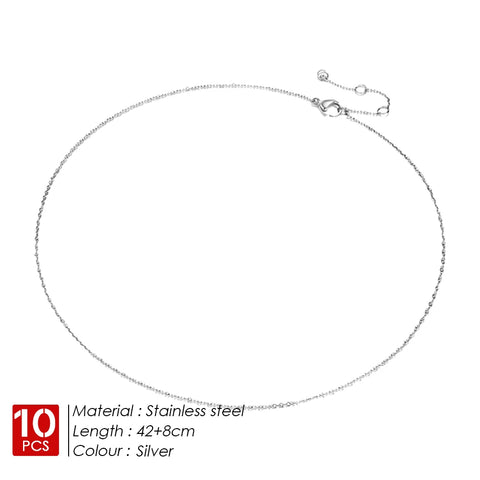 eManco 10PCS Fine Chain Necklace - Stainless Steel Gold-Plated Jewelry for Women
