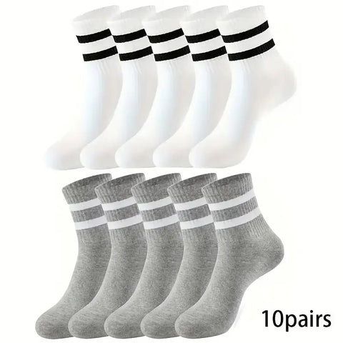 Men's Casual Striped Socks - 6/10/15/20 Pairs