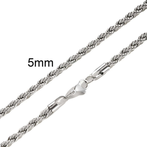 Minimalist Twist Rope Chain Necklace for Men & Women - Stylish Stainless Steel Jewelry in Gold, Silver, and Black