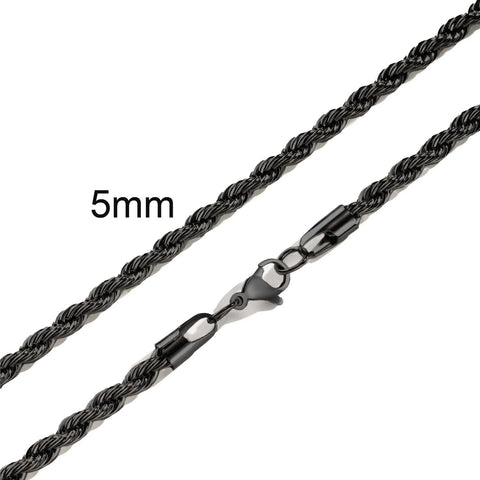 Minimalist Twist Rope Chain Necklace for Men & Women - Stylish Stainless Steel Jewelry in Gold, Silver, and Black