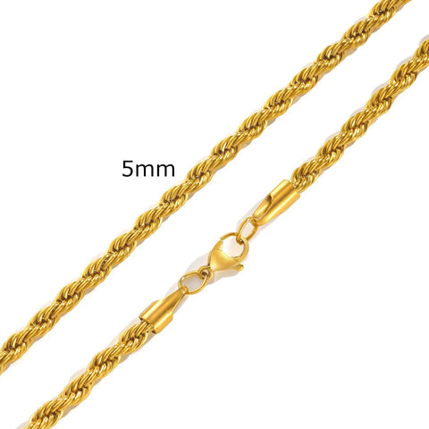 Minimalist Twist Rope Chain Necklace for Men & Women - Stylish Stainless Steel Jewelry in Gold, Silver, and Black