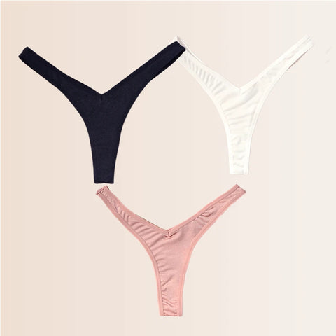 Seamless Thongs Solid Thong Panties for Women - Soft Silk Tangas