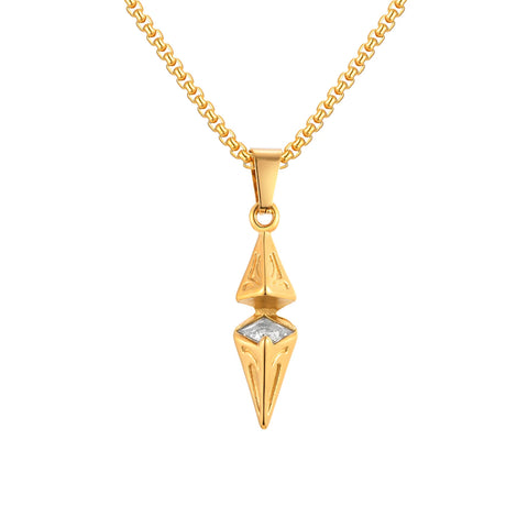 Stylish Blue Stone Necklaces for Men and Women - Stainless Steel Geometric Pendant Collar