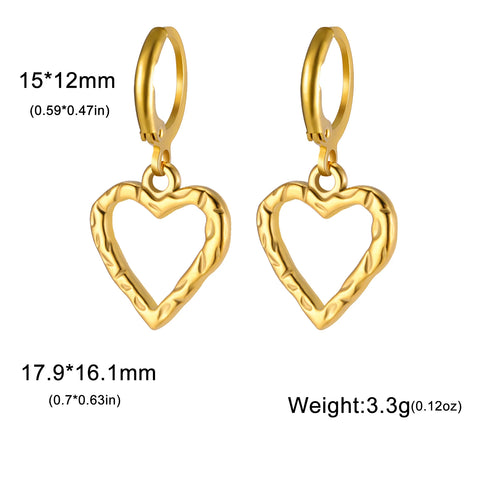 Skyrim Gold Color Stainless Steel Women's Heart Starfish Sun Pendant Hoop Earrings - Fashion Jewelry Gift