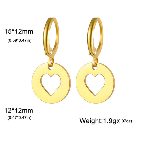 Skyrim Fashion Women Girls Stainless Steel Earrings - Heart Cross Flower Turtle Sun Pendant Hoop Earrings Jewelry Gift Wholesale