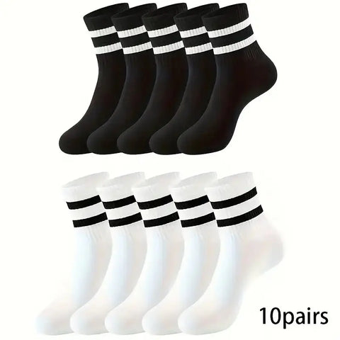 Men's Casual Striped Socks - 6/10/15/20 Pairs
