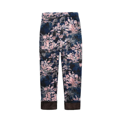 Vintage Floral Fleece Leggings for Girls