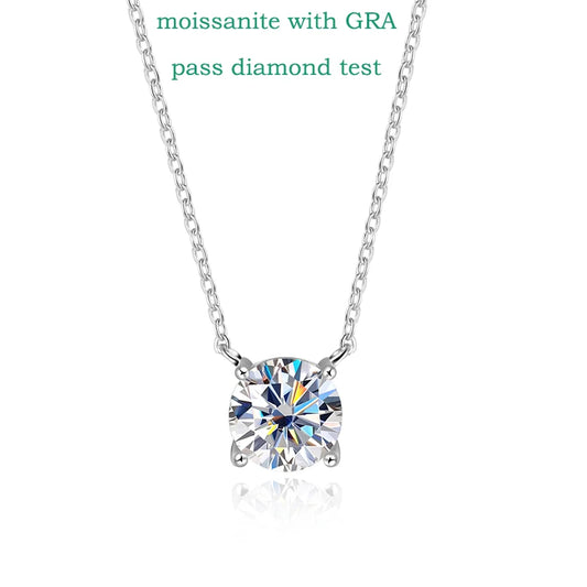 Smyoue White Gold Plated Moissanite Necklace for Women