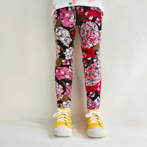Girls' Floral Print Leggings for Spring & Autumn