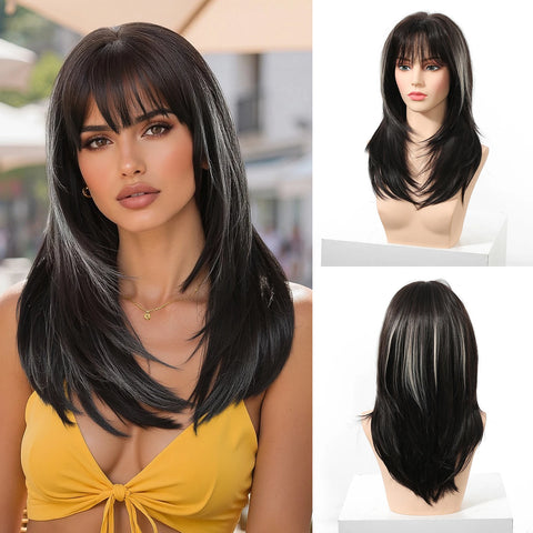 Blonde Golden Synthetic Wigs Long Straight Hair Natural Wig for Women Middle Part Wigs Cosplay Party Heat Resistant Fake Hair
