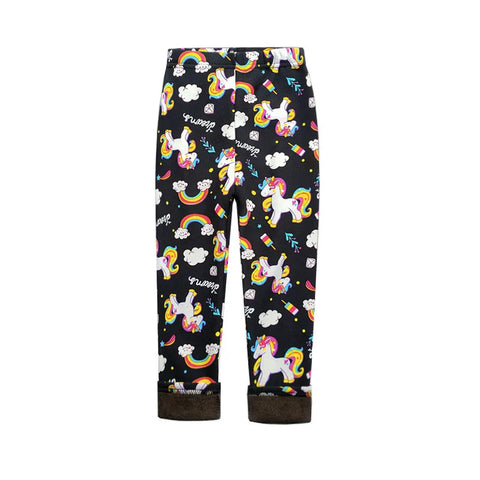 Vintage Floral Fleece Leggings for Girls