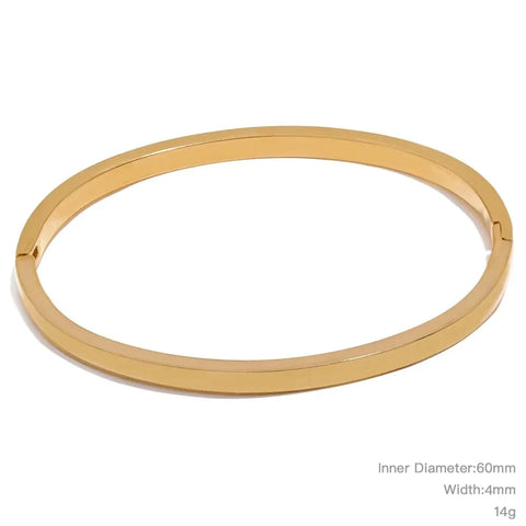 Yhpup 60mm Waterproof 316L Stainless Steel Round Smooth Bracelet Bangle - Minimalist 18k Gold Charm Jewelry for Women