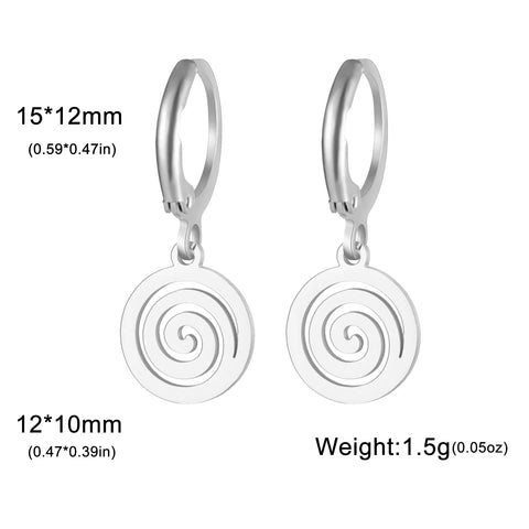 Skyrim Fashion Women Girls Stainless Steel Earrings - Heart Cross Flower Turtle Sun Pendant Hoop Earrings Jewelry Gift Wholesale
