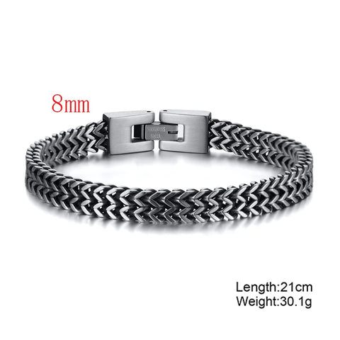 Stylish Stainless Steel Bali Foxtail Chain Bracelet for Men - Double Franco Link Chain Bracelet