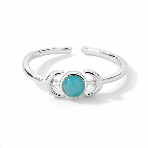 Zircon Moon Star Rings for Women - Stainless Steel Adjustable Aesthetic Jewelry