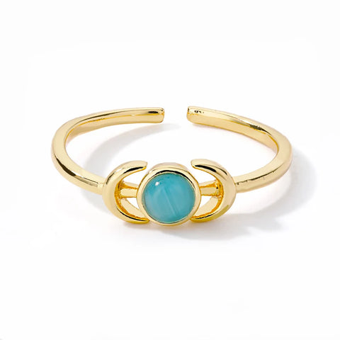 Zircon Moon Star Rings for Women - Stainless Steel Adjustable Aesthetic Jewelry