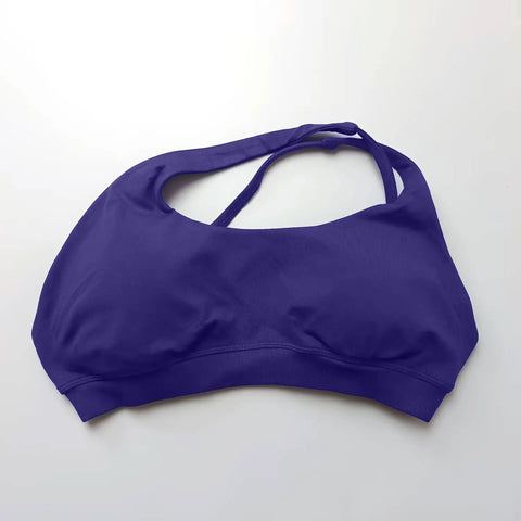 NCLAGEN Asymmetric Sports Bra Gym Top for Women - High Support Halter Backless Fitness Activewear