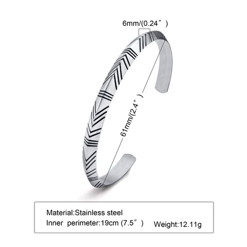 Men's Thin Stainless Steel Cuff Bracelet - Stylish & Versatile Gift for Him