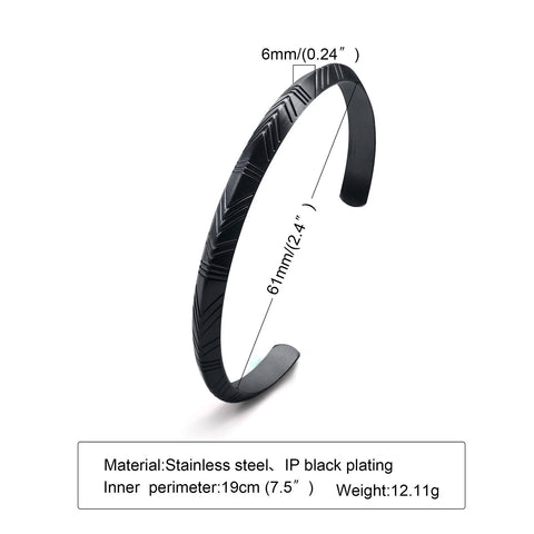 Men's Thin Stainless Steel Cuff Bracelet - Stylish & Versatile Gift for Him