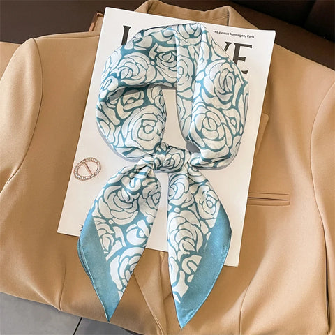 Flower Silk Square Scarf for Women